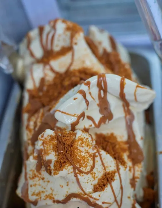 Hand-panned Biscoff gelato